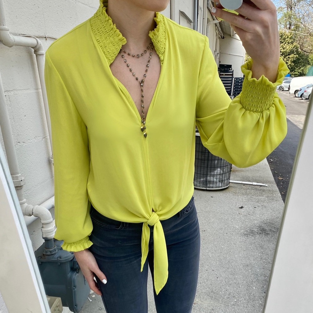 Fifteen Twenty Smocked Tie Front Top